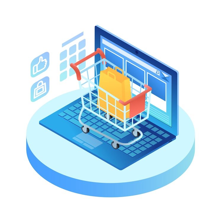 isometric laptop with shopping cart keypad 1262 16544